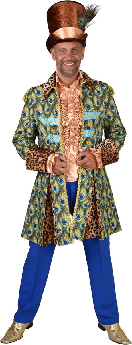 Magic By Freddys - Circus Kostuum - Zo Trots Als Een Pauw Jas Man - Groen - XL - Carnavalskleding - Verkleedkleding